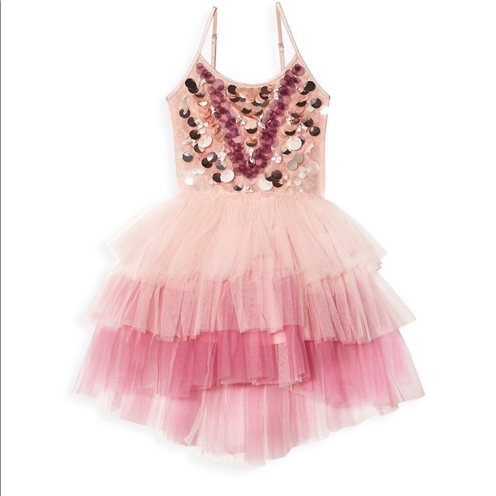 Tutu du Monde Hawaii Sequin Tulle Tutu Girls Dress Melon Pink 6-7